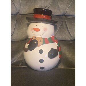 Snowman Cookie Jar Top Hat Holiday
